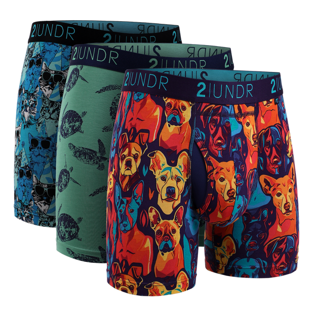 Swing Shift 6" Boxer Brief - 3 Pack Boxset - Friend/Turtle/Kitty
