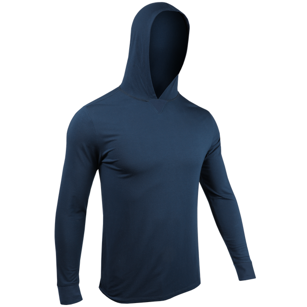 Luxury Long Sleeve Hooded Tee - Pacific Navy