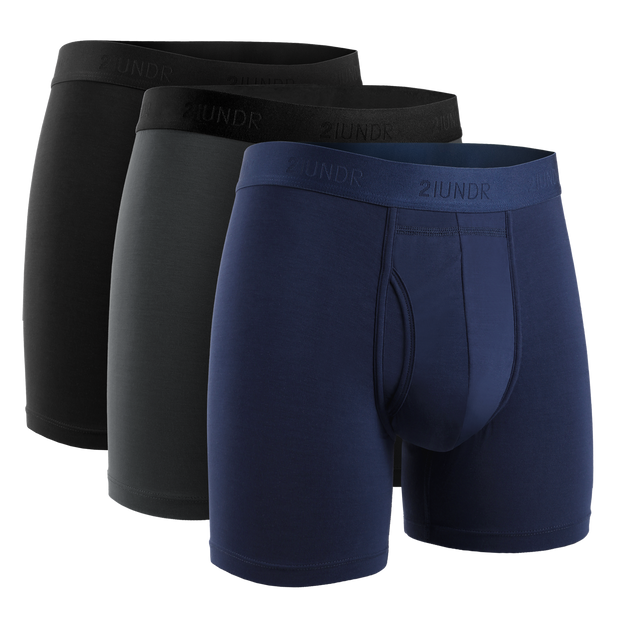 Day Shift 6" Boxer Brief - Black/Grey/Navy - 3 Pack Boxset