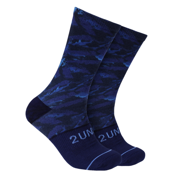 Flex Printed Crew Sock - Blue Storm