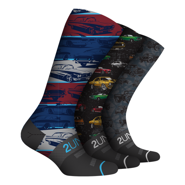 Flex Printed Crew Sock 3 Pack Boxset  -  R Pace/V Muscle/Trucked