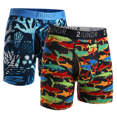 Swing Shift Boxer Brief 2 Pack - Coral - Shark
