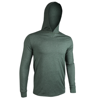 Luxury Long Sleeve Hooded Tee - Heathered Forest Green