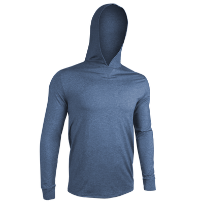 Luxury Long Sleeve Hooded Tee - Heathered Indigo