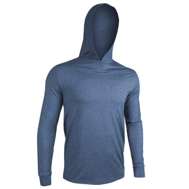 Luxury Long Sleeve Hooded Tee - Heathered Indigo