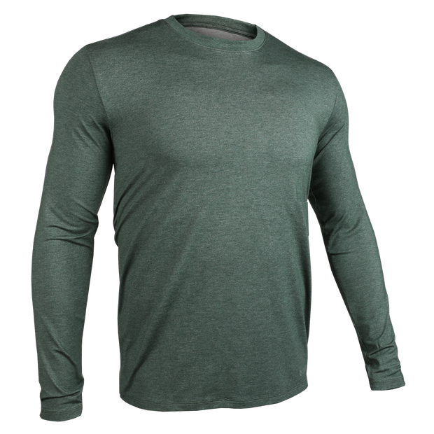 Luxury Long Sleeve Crew Tee - Heathered Forest Green
