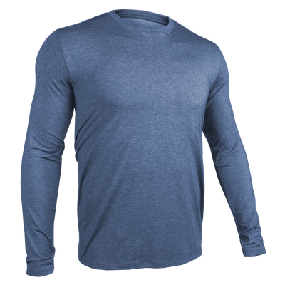 Luxury Long Sleeve Crew Tee - Heathered Indigo