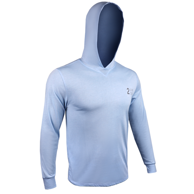 Branded All Day  LS Hooded Tee - Heathered Light Blue