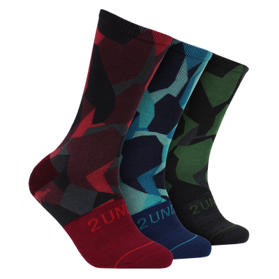 Flex Printed Crew Sock 3 Pack -  Water - Forest - Fire Camo