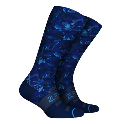 Flex Printed Crew Sock - Blue Storm